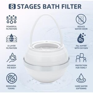 Bath Filter for Tub - 8 Stages Bath Water Filter for Tub Faucet, Hard Water, NEW